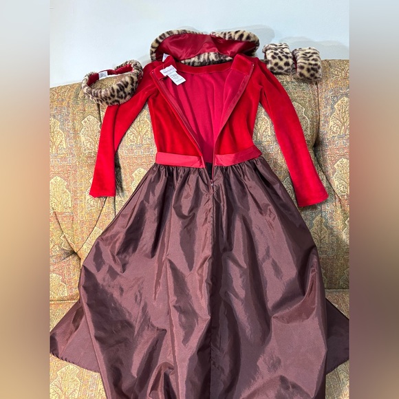 American Girl Chocolate Cherry Holiday Dress With Collar, Cuff Headband SZ 8 - Picture 3 of 14